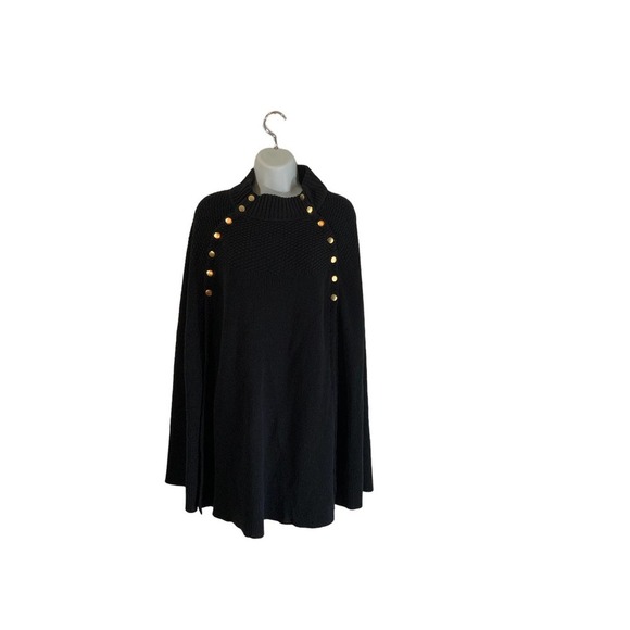 G.I.L.I. Black Snap Closure Mock Neck Cotton Blend Poncho Size XL #1314 - Picture 1 of 6